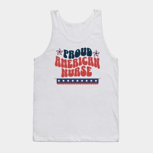 Proud American Nurse 4th of July Patriotic USA Flag Nursing Tank Top